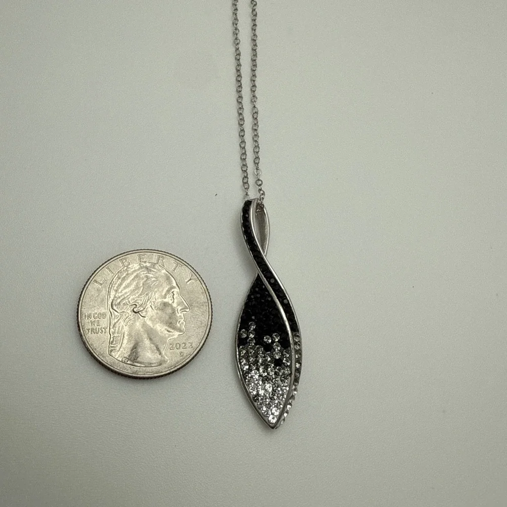 Signed Ralph Lauren 925 Black To Clear Gradient Rhinestone Necklace Vintage